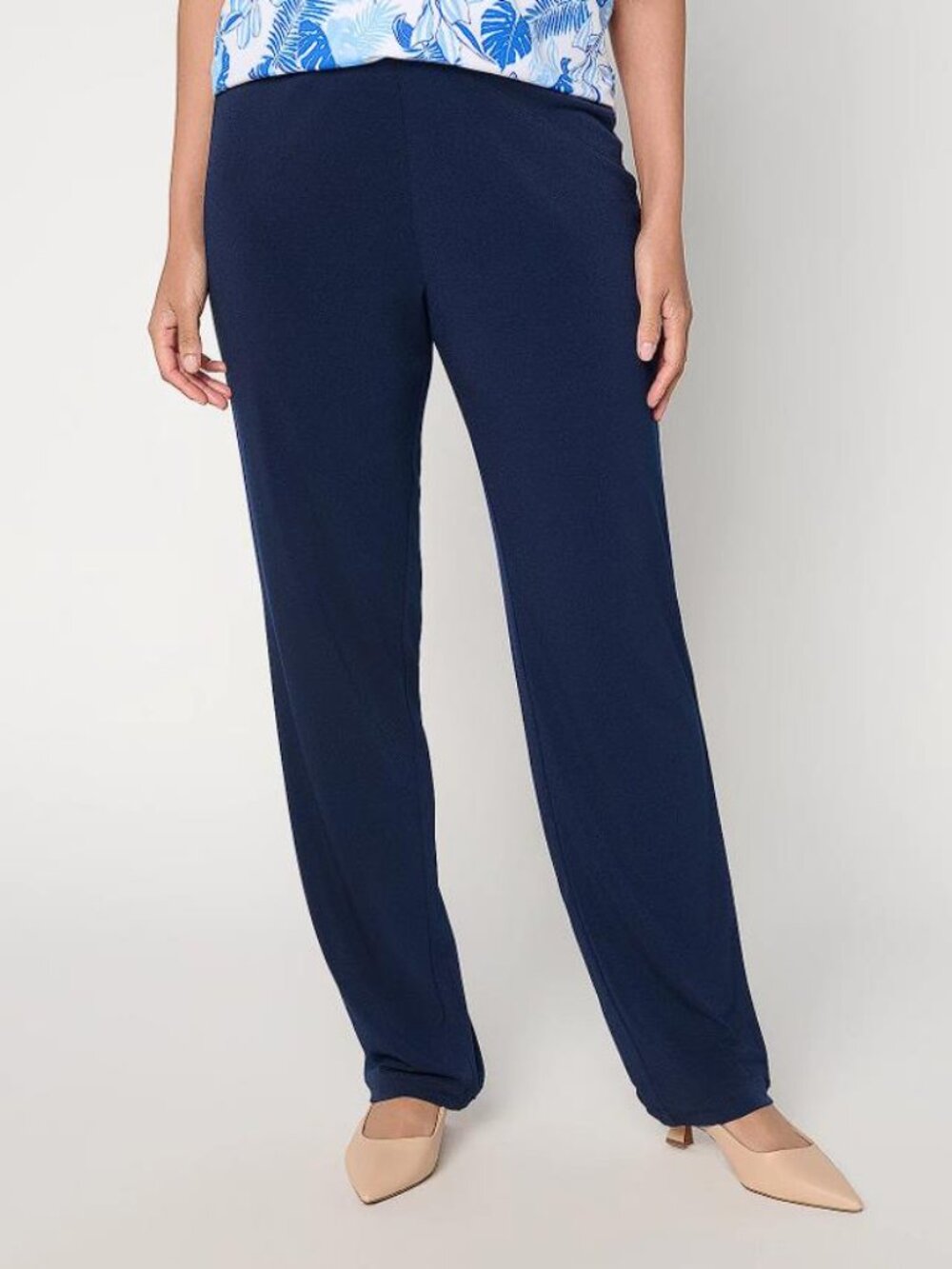 SUSAN GRAVER Women's Essentials Reg Liquid Knit Straight Leg Pants Size XXS Navy